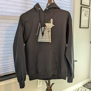 August the Duck merch, mens medium black hoodie.